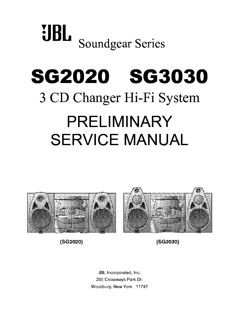JBL SG2020 SG3030 3 CD CHANGER HIFI PRELIMINARY SM service manual (1st page)