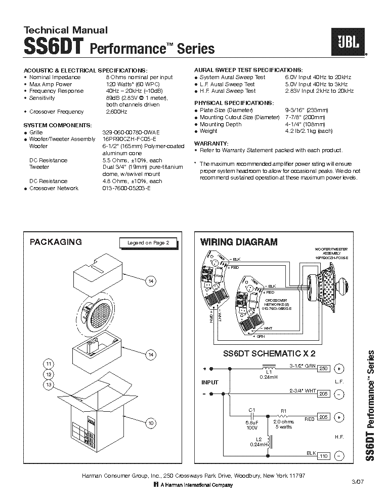JBL SS6DT SM service manual (1st page)