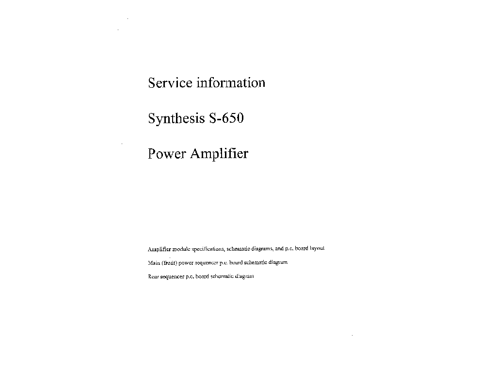 JBL SYNTHESIS S650 service manual (1st page)
