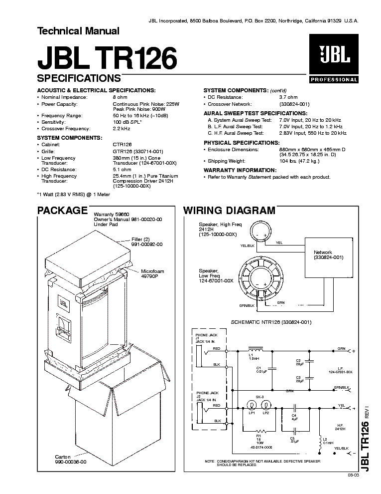 JBL TR126 SM service manual (1st page)