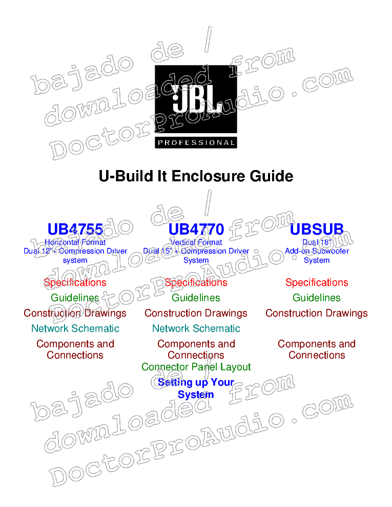 JBL UB4755 UB4770 UBSUB SERVICE GUIDE service manual (1st page)