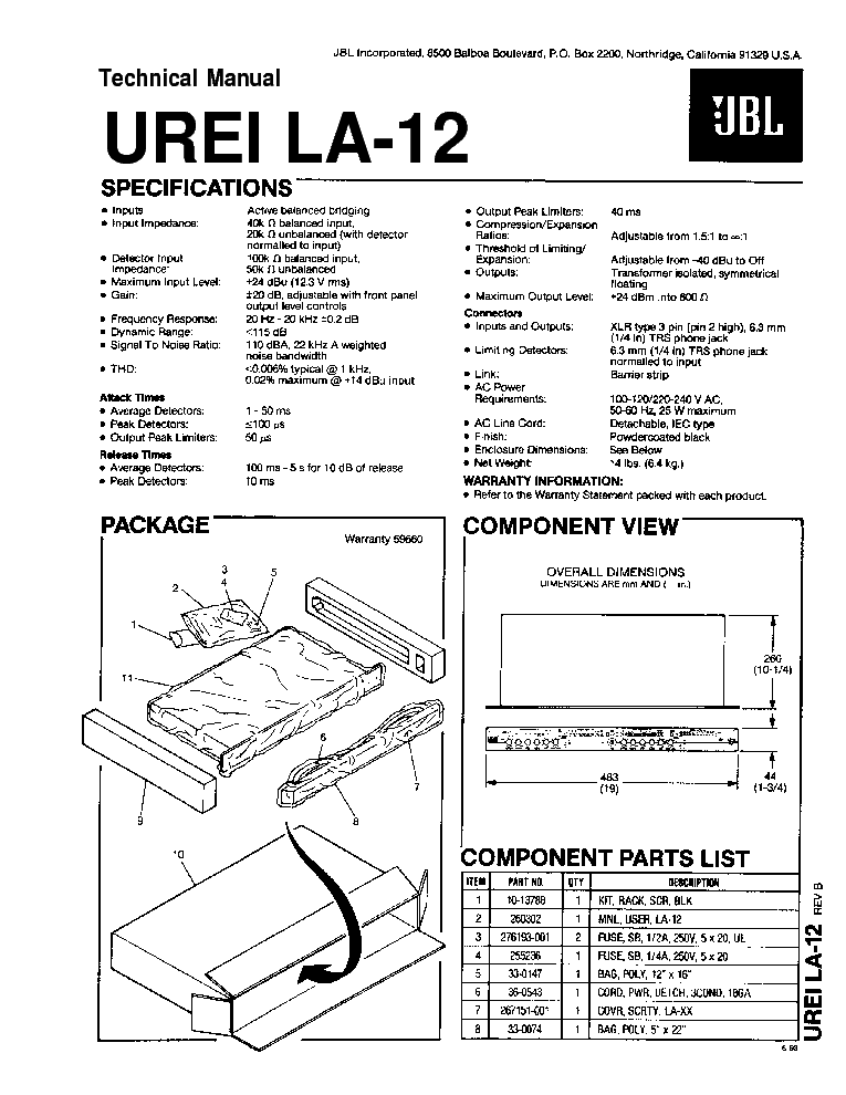 JBL UREI LA-12 service manual (1st page)
