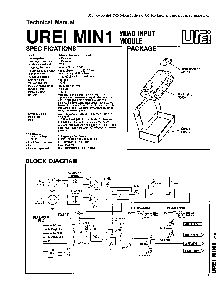 JBL UREI MIN1 service manual (1st page)