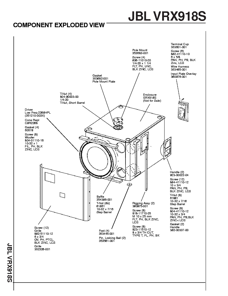 JBL VRX918S service manual (2nd page)