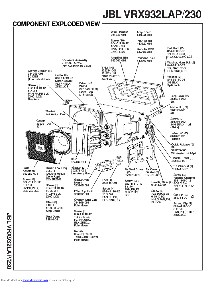 JBL VRX932LAP-230 service manual (2nd page)