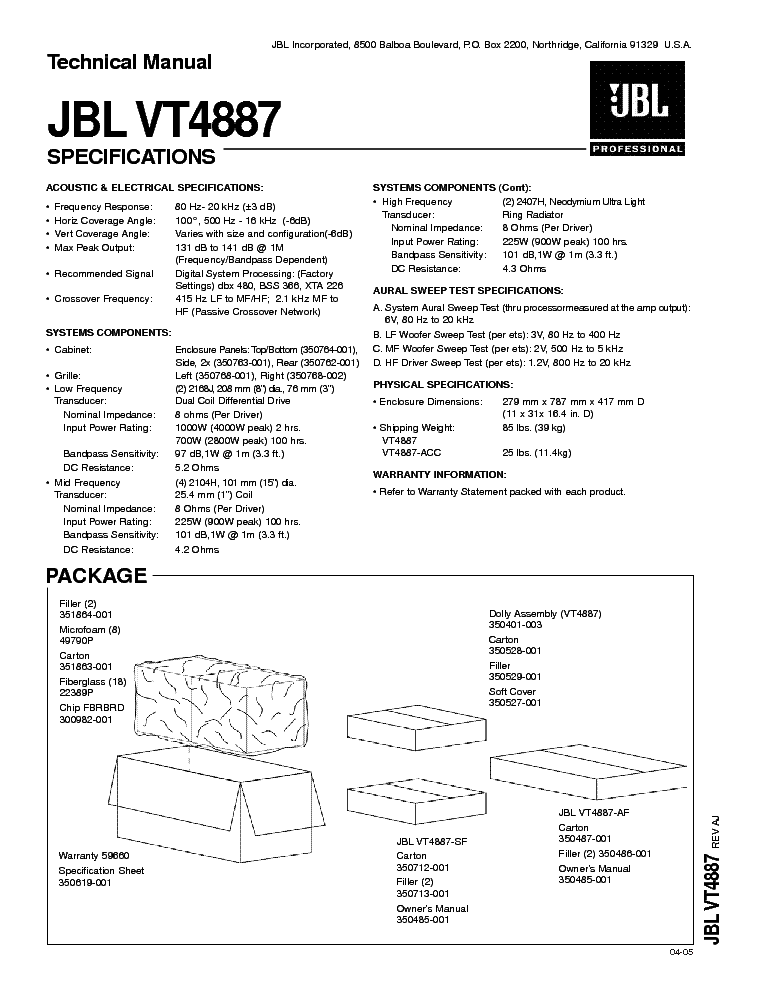 JBL VT4887 service manual (1st page)