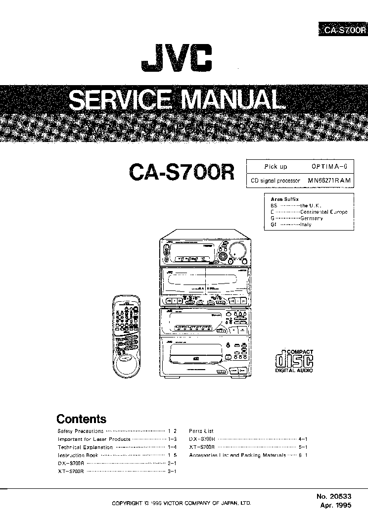 JVC CA-S700 service manual (1st page)