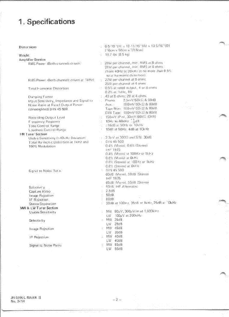 JVC JR-S100 MARKII service manual (2nd page)