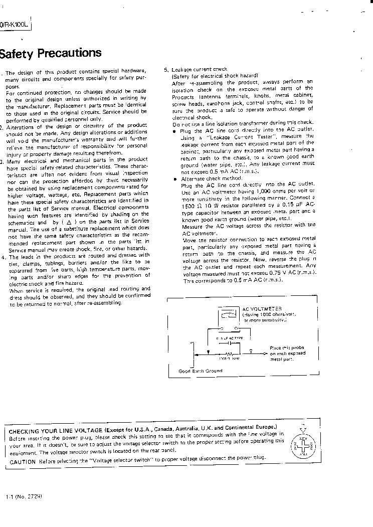 JVC K100 R-K100L 2X25W STEREO RECEIVER 1983 SCH service manual (2nd page)