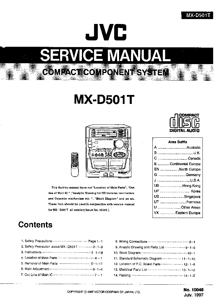 JVC MX-D501T service manual (1st page)