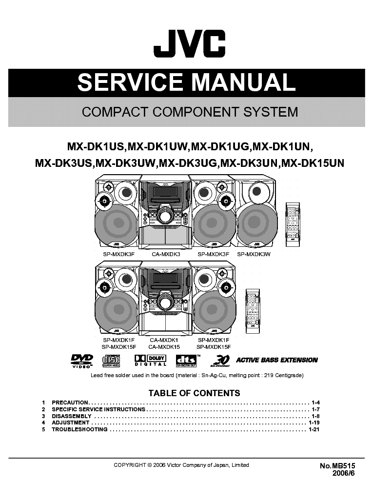 JVC MX-DK1US UW UG UN DK3US UW UG UN DK15UN SM service manual (1st page)