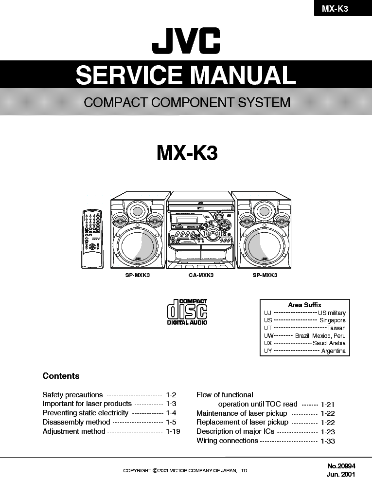 JVC MX-K3 service manual (1st page)