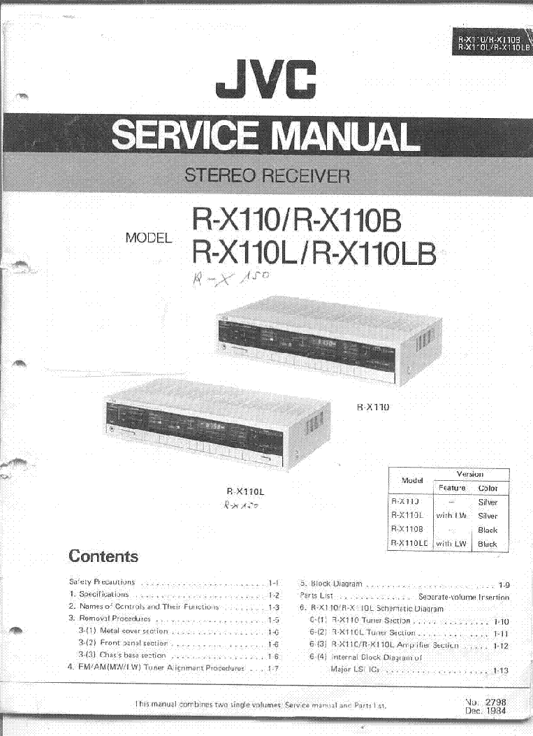JVC R-X110 R-X110B R-X110L R-X110LB R-X150 SM service manual