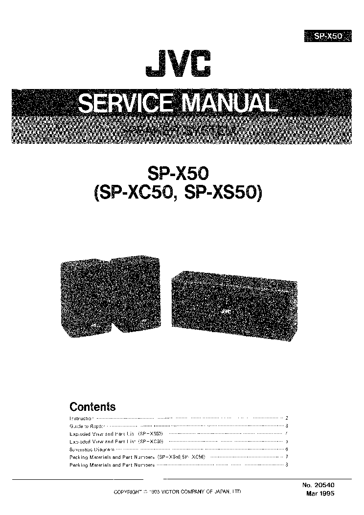 JVC SP-X50 service manual (1st page)
