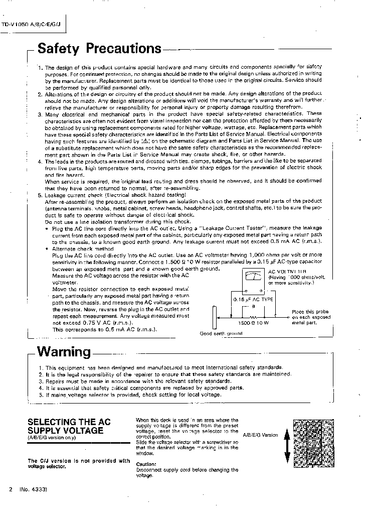 JVC TD-V1050 SM service manual (2nd page)