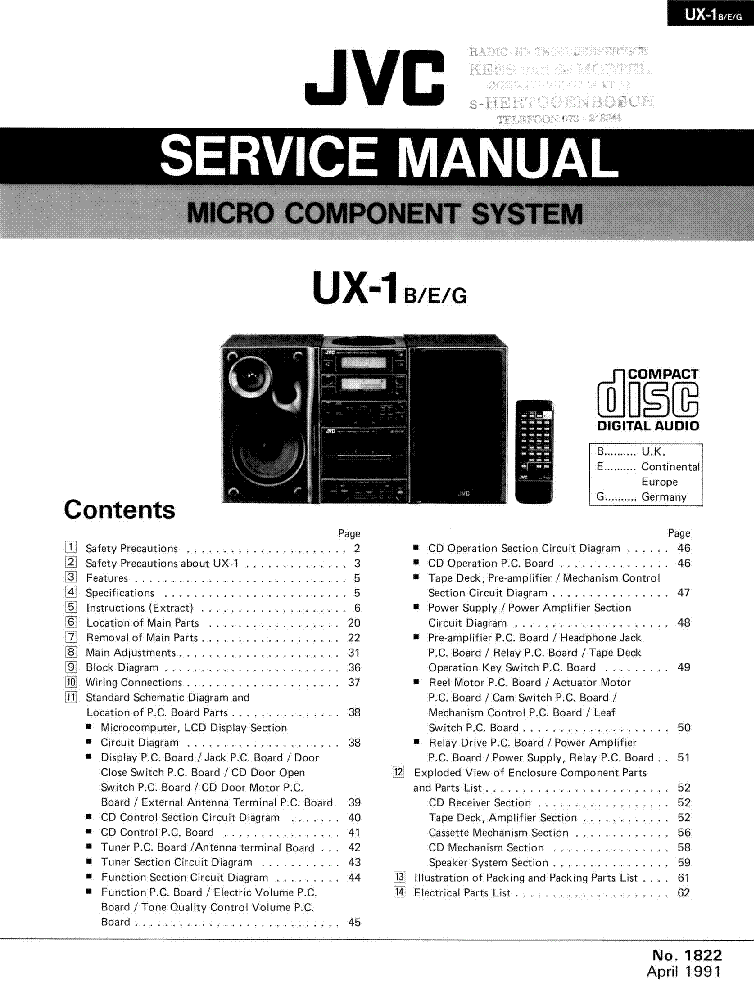 JVC UX-1 SM service manual (1st page)