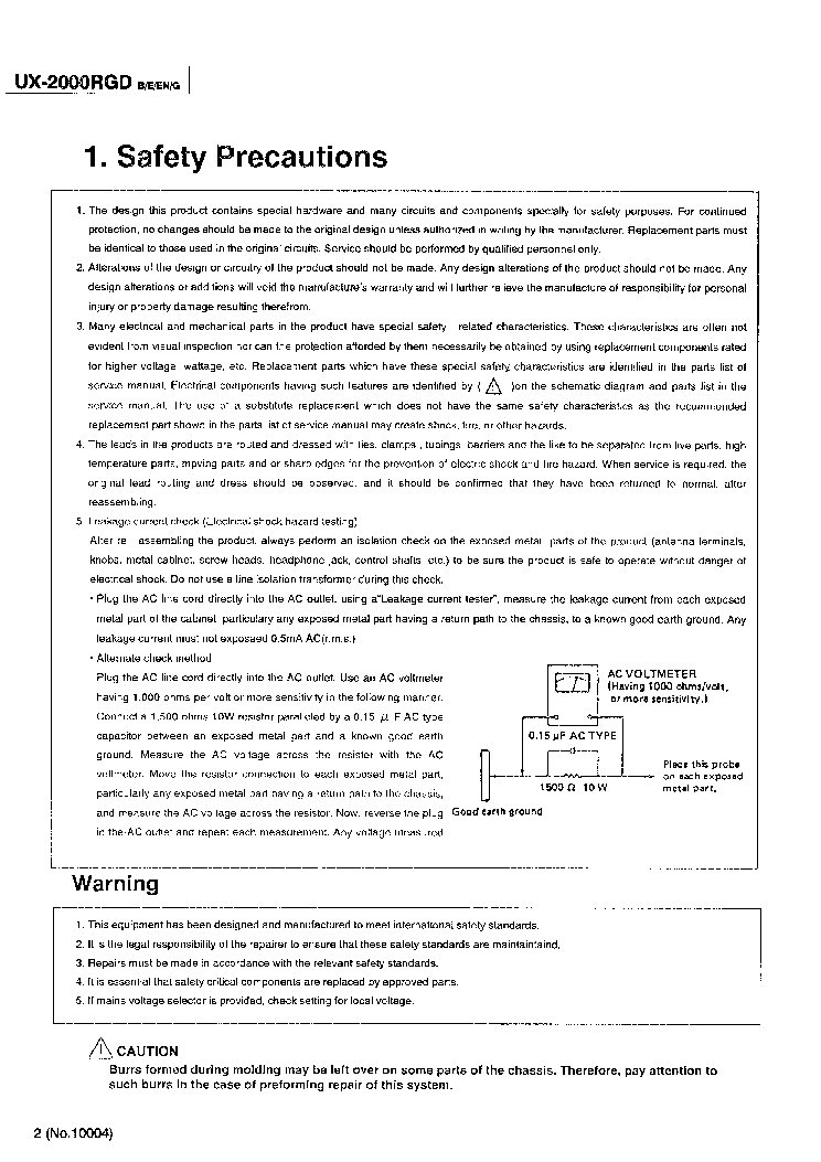 JVC UX-2000RGD service manual (2nd page)