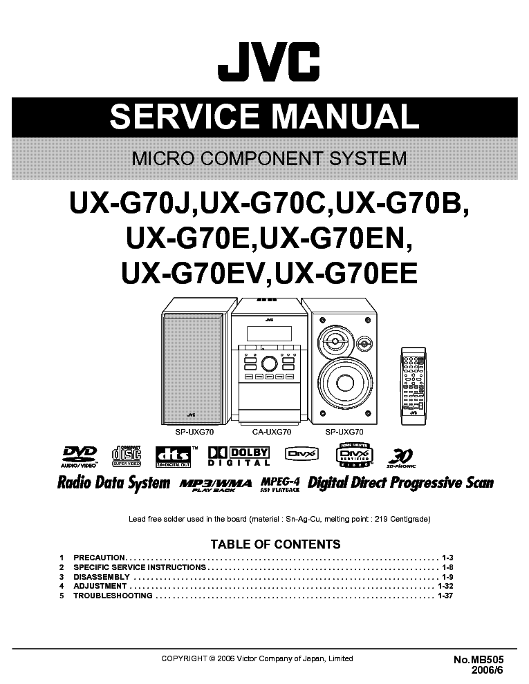 JVC UX-G70X service manual (1st page)