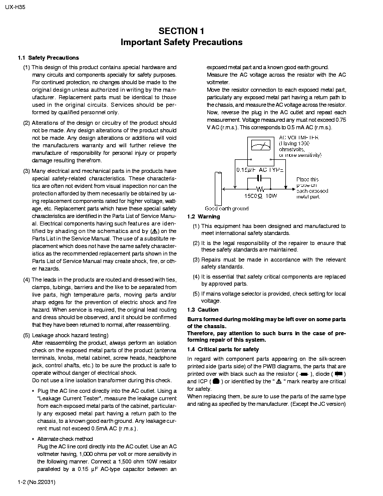 JVC UX-H35 service manual (2nd page)