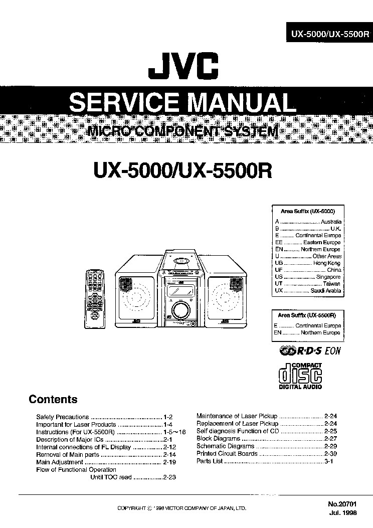 JVC UX 5000 UX 5500R service manual (1st page)