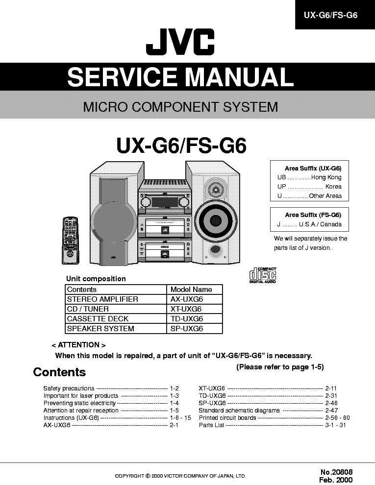 JVC UXG6 service manual (1st page)