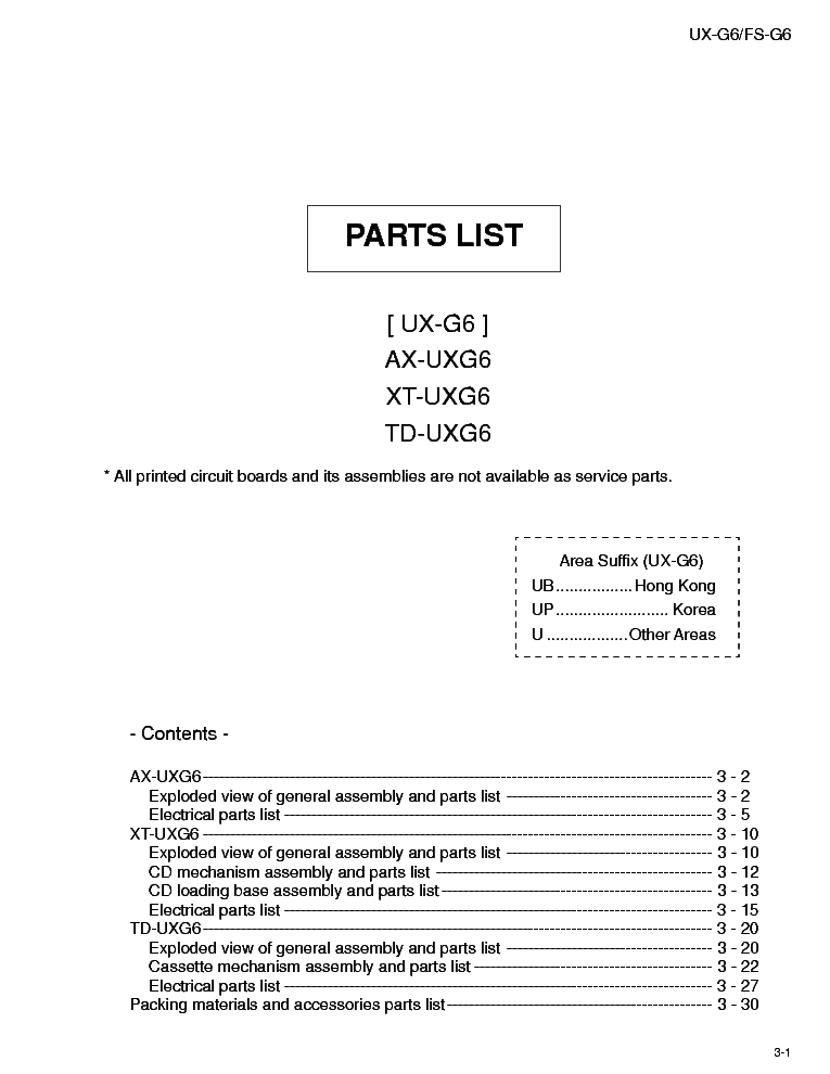 JVC UXG6P service manual (1st page)