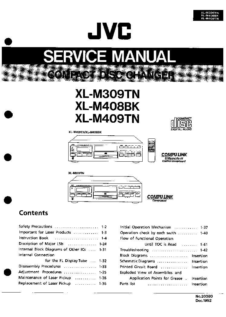 JVC XL-M409TN service manual (1st page)