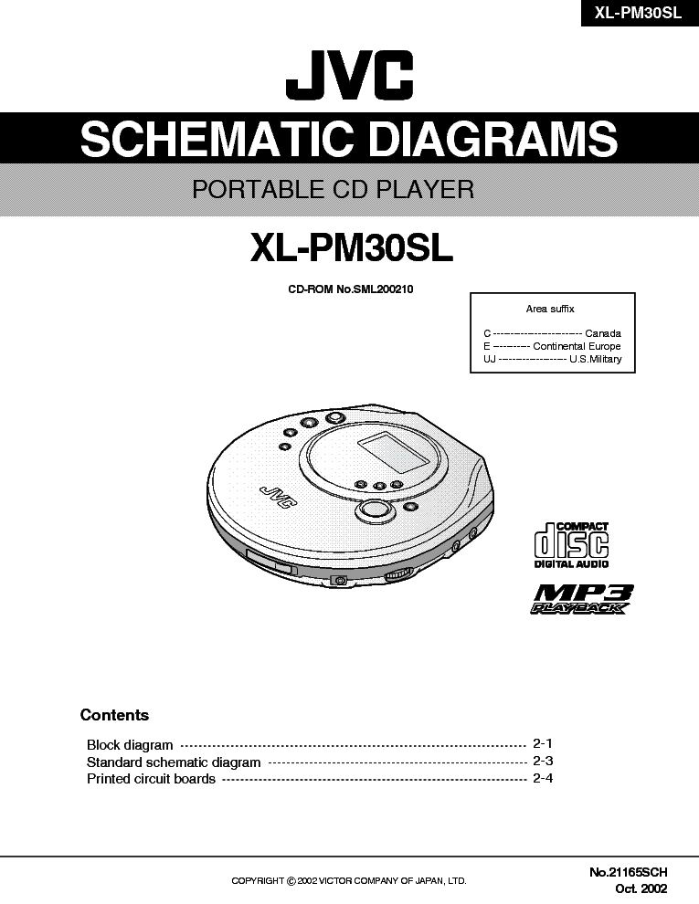 JVC XL-PM30SL PORTABLE CD PLAYER 2002 SM service manual (1st page)