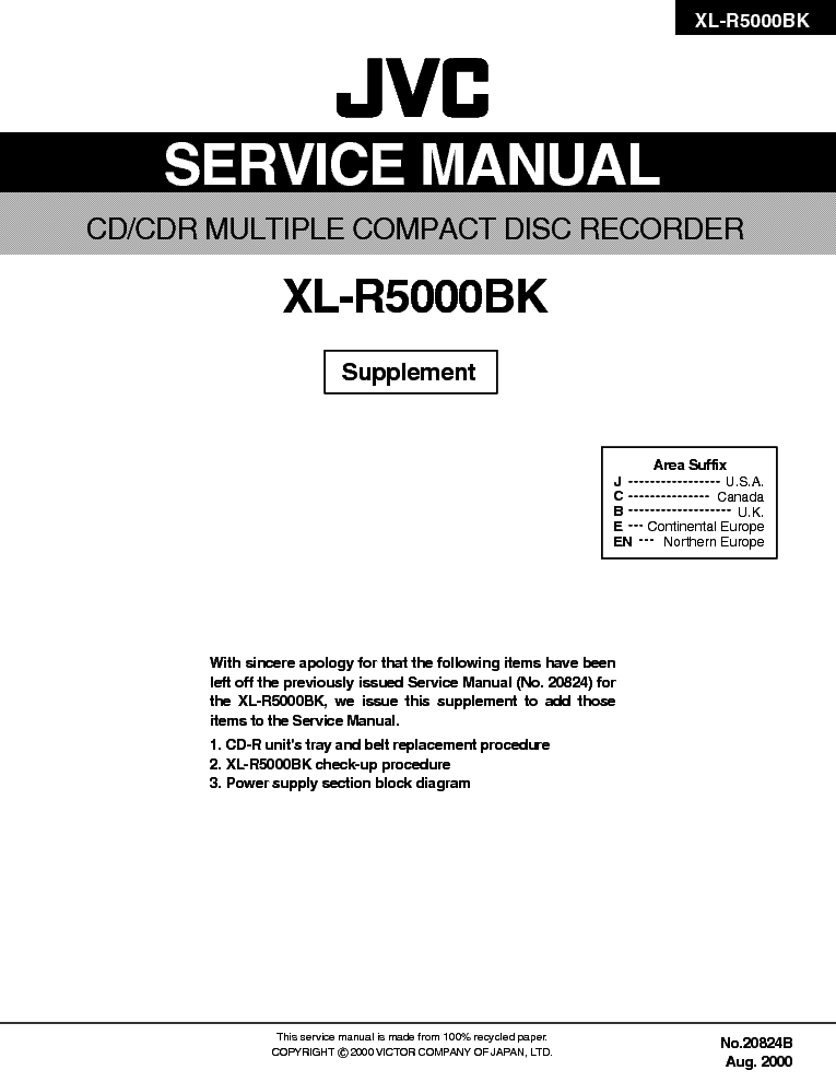 JVC XL-R5000BK service manual (1st page)