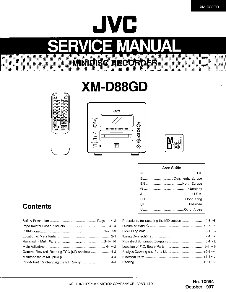 JVC XM-D88GD service manual (1st page)