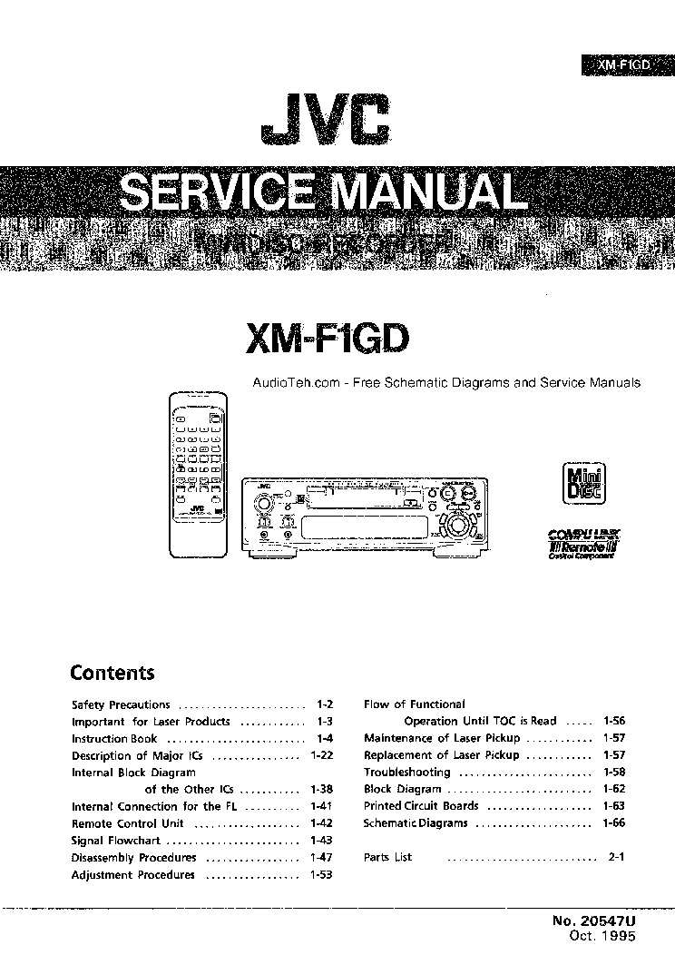 JVC XM-F1GD MINIDISC RECORDER 1995 SM service manual (1st page)