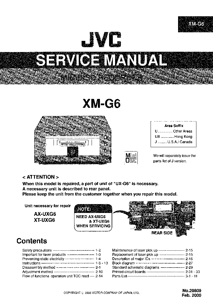 JVC XM-G6 service manual (1st page)
