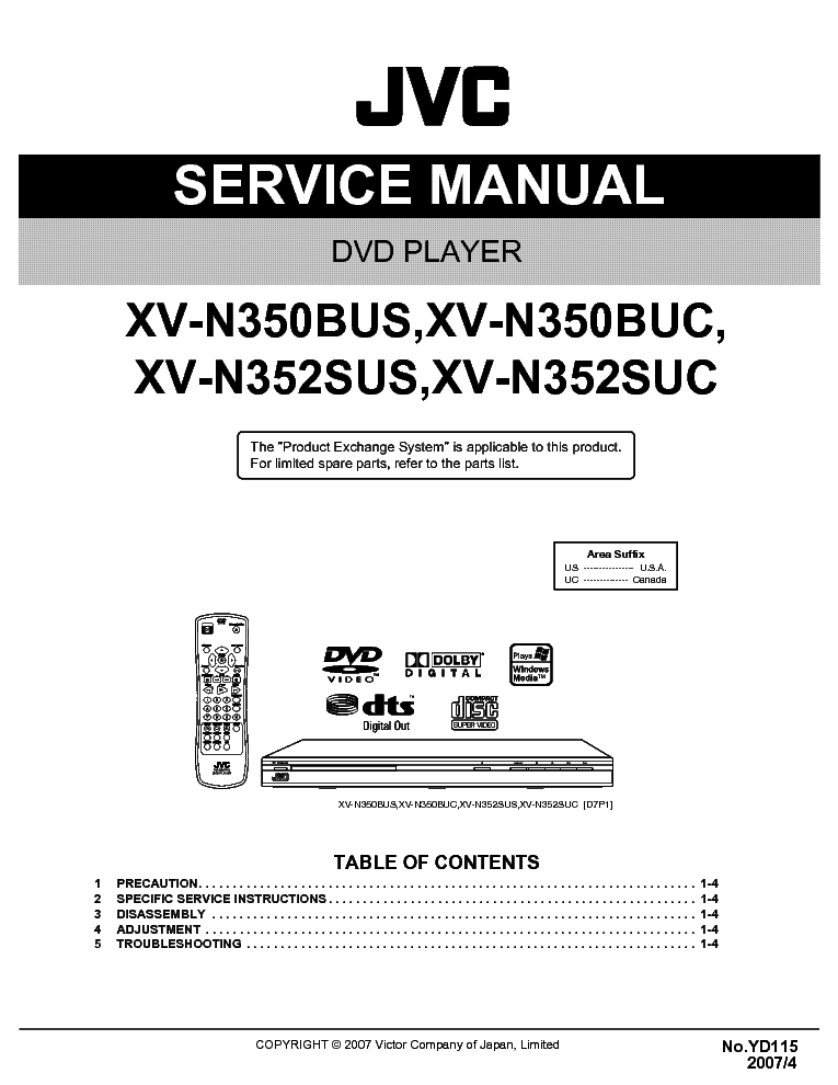 JVC XV-N350BUC N350BUS N352SUC N352SUS service manual (1st page)