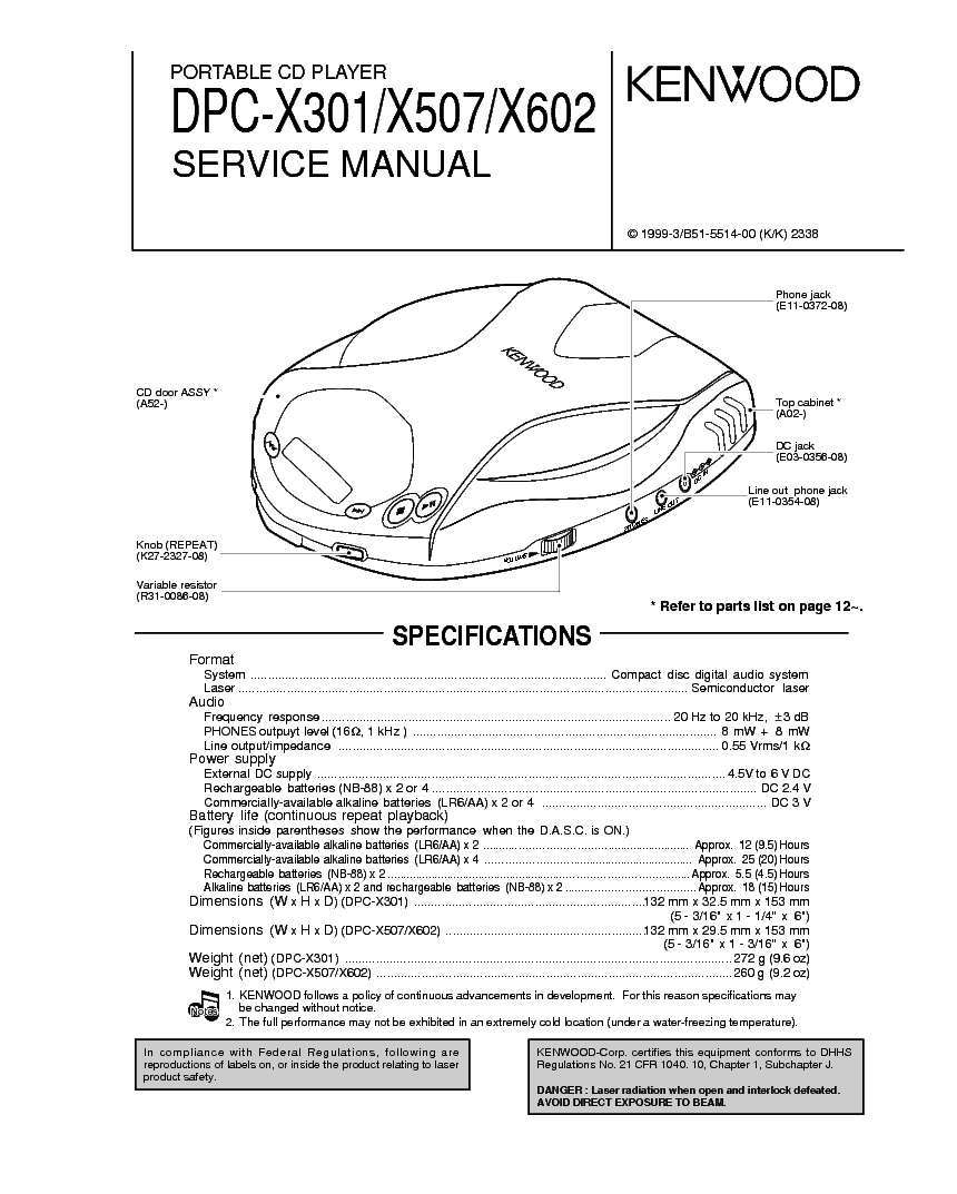 KENWOOD DPC-X301 X507 X602 service manual