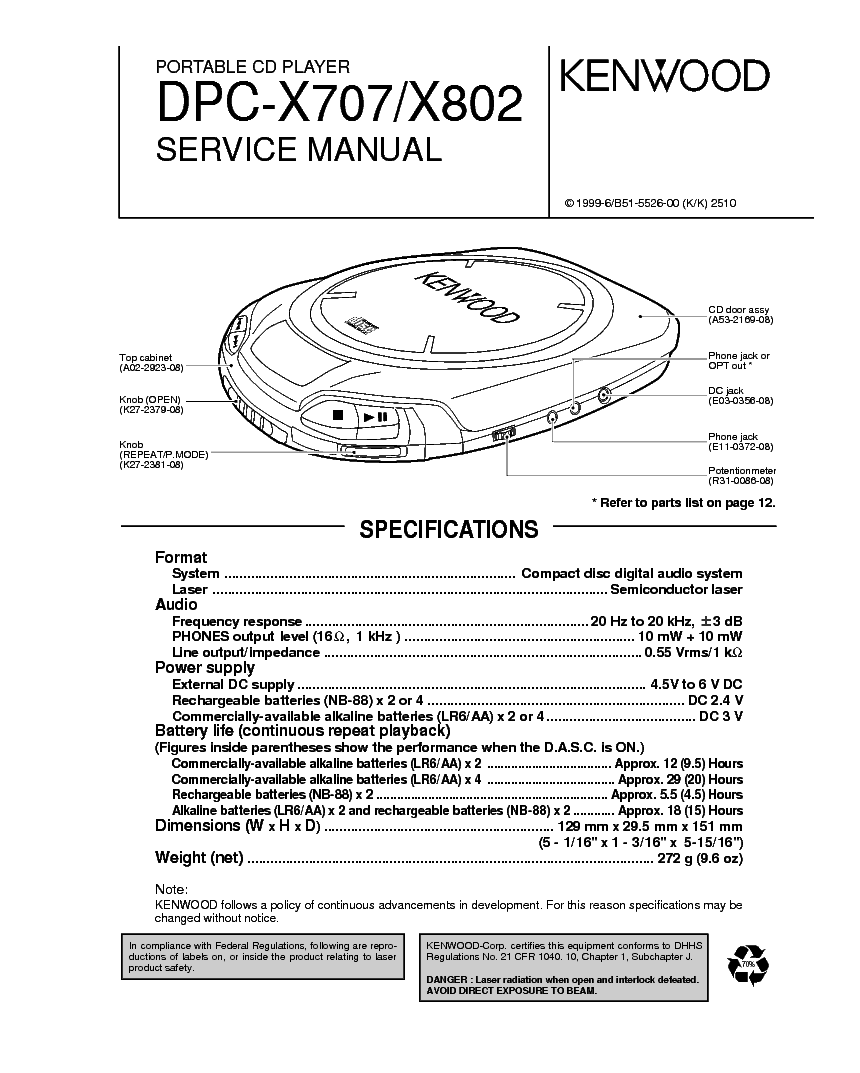 KENWOOD DPC-X707 X802 SM service manual