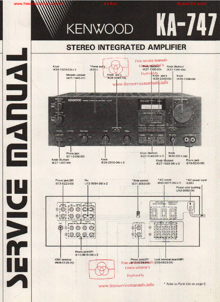 KENWOOD KA 747 Service Manual download, schematics, eeprom, repair