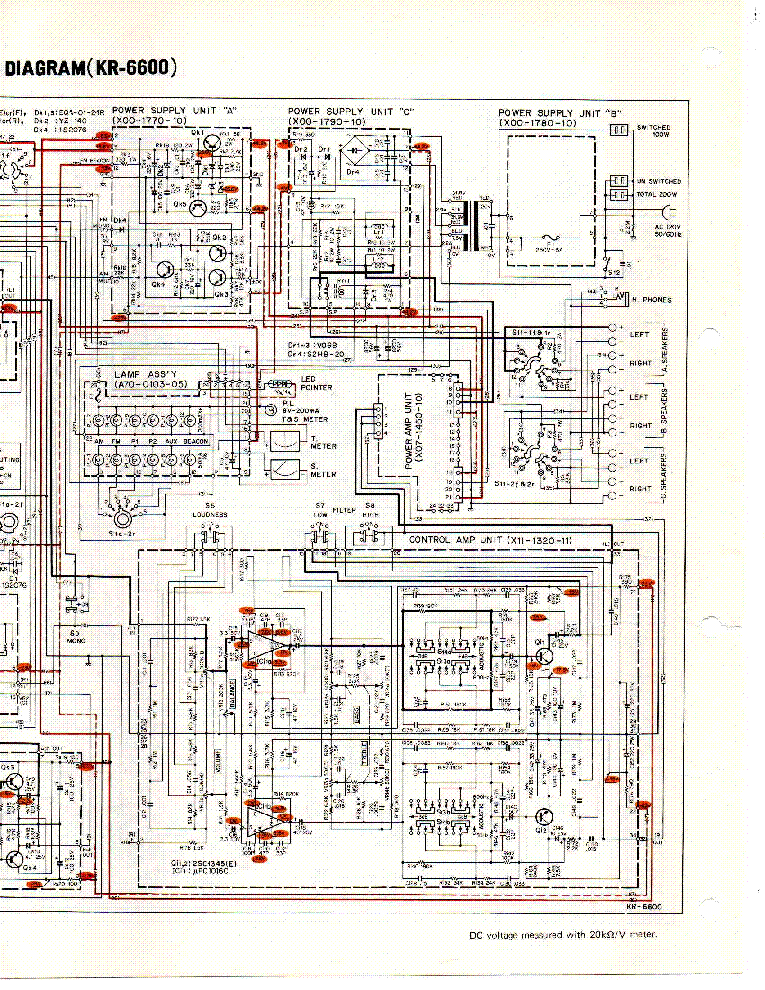 KENWOOD KR-6600 SCHEMATIC WITH VOLTAGES service manual (1st page)