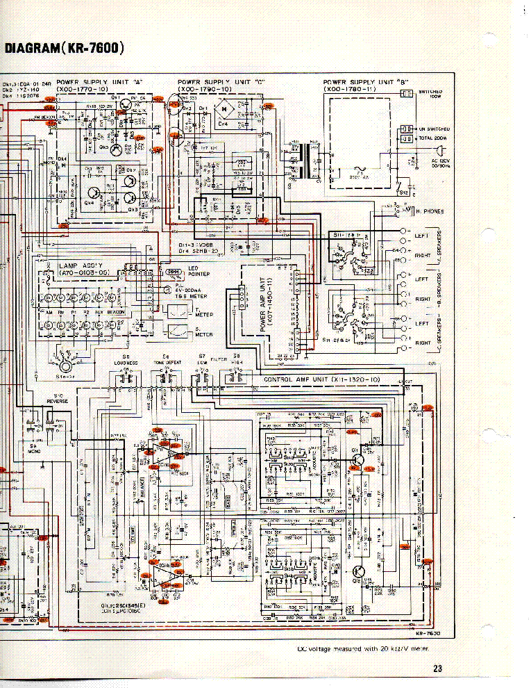 KENWOOD KR-7600 SCHEMATIC WITH VOLTAGES service manual (2nd page)