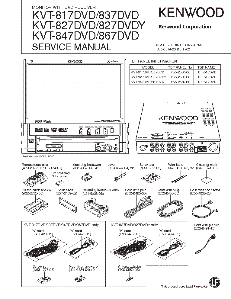 KENWOOD KVT-817 service manual (1st page)