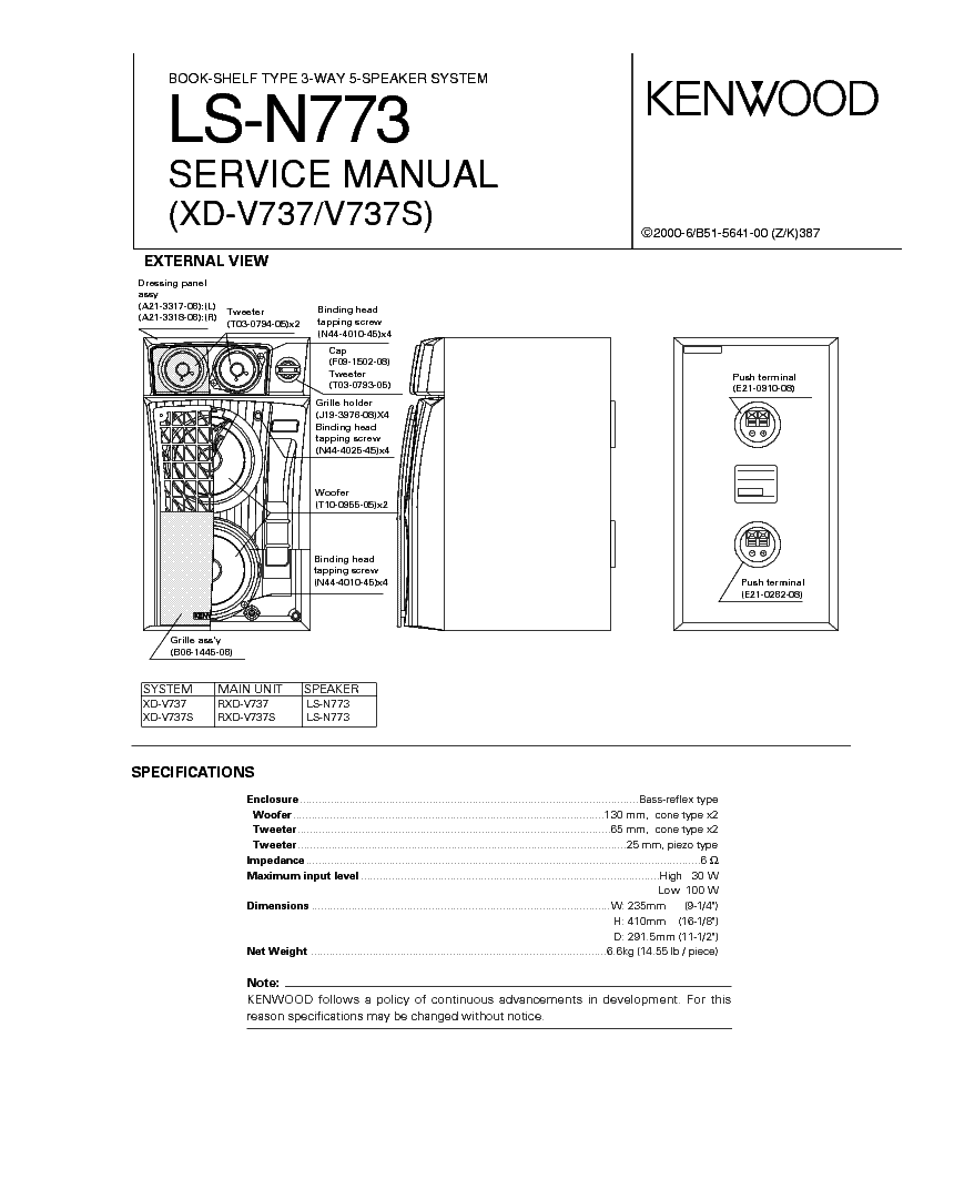 KENWOOD LS-N773 Service Manual download, schematics, eeprom, repair