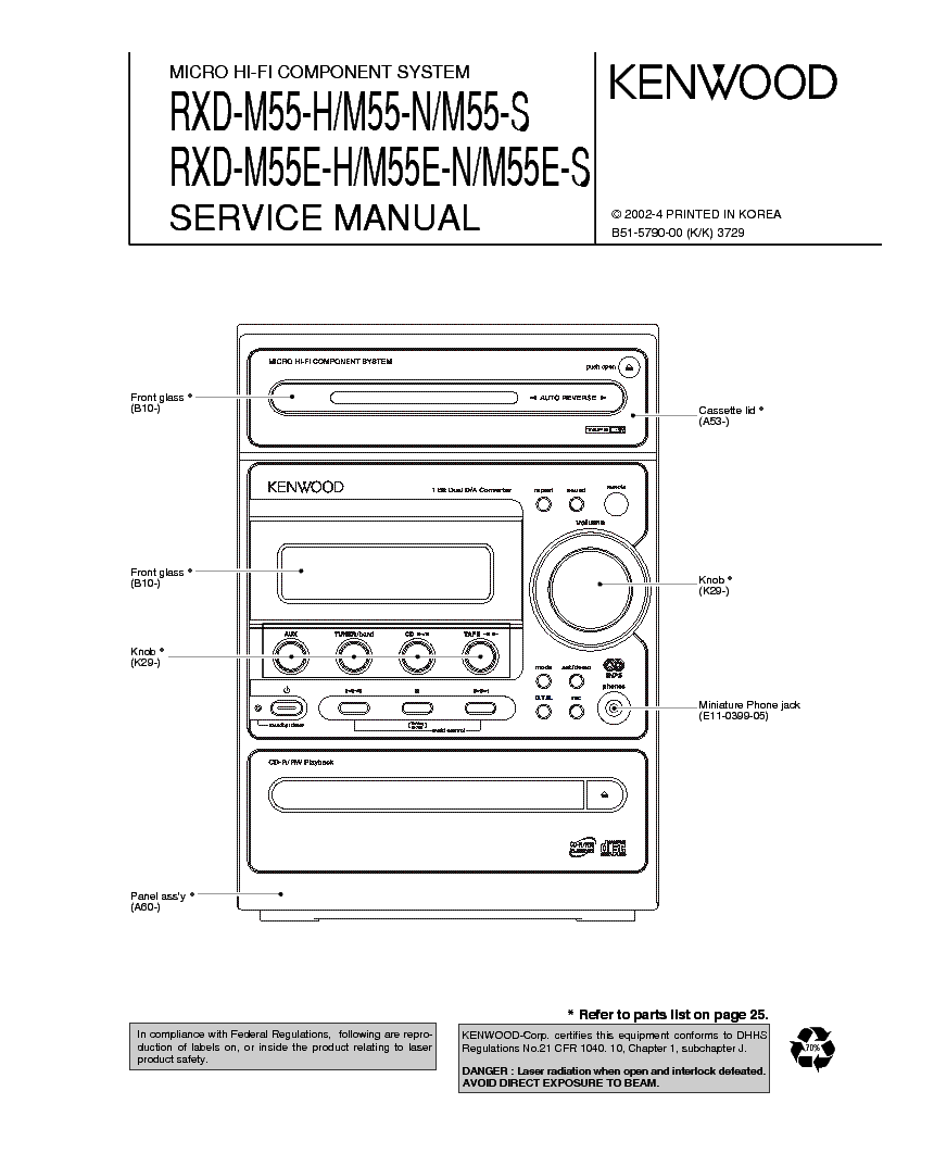 KENWOOD RXD-M55-H-N-SM55E-H-N-S SM service manual (1st page)
