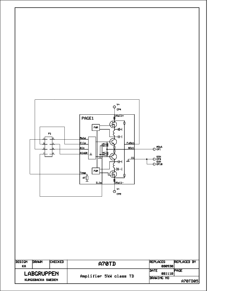 LABGRUPPEN A70TD AMPLIFIER SCH service manual