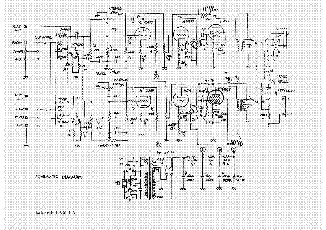 LAFAYETTE LA-214A AMPLIFIER SCH service manual