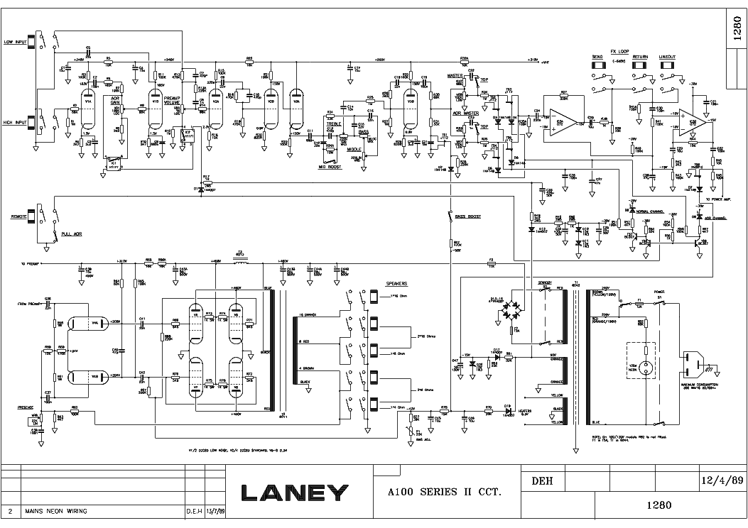 Help With AOR 100 Mod, Laney Schematics, Laney A100H Schematic - KBápps.com...