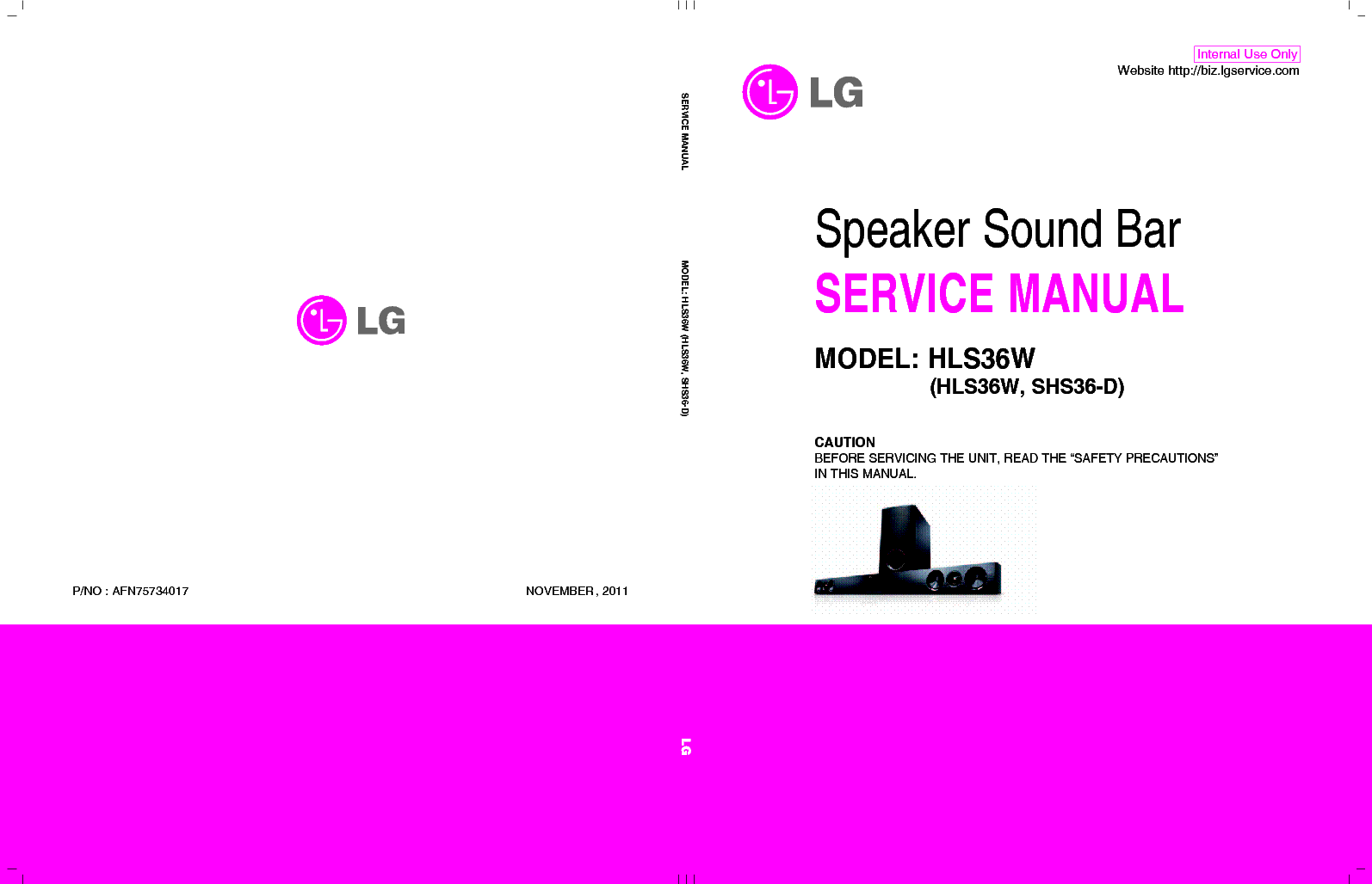 LG HLS36W SHS36D AFN75734017 Service Manual download, schematics