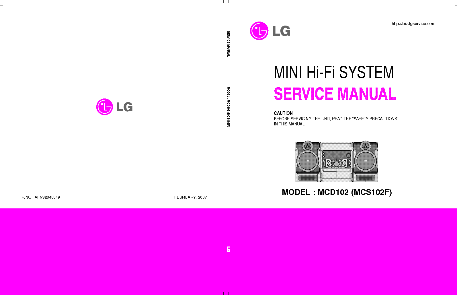 LG MCD102 MCS102F service manual