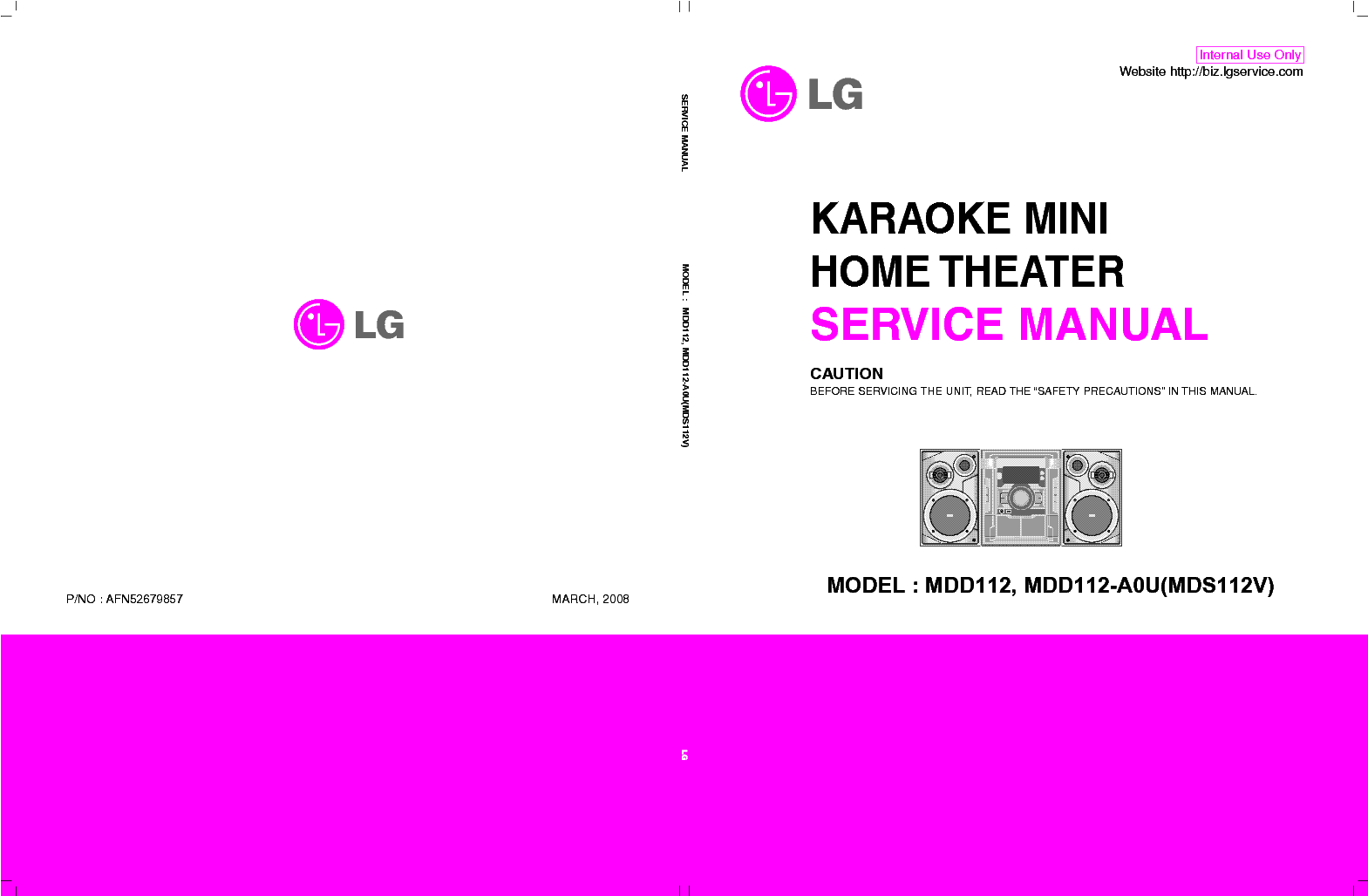 LG MDD112 MDD112-A0U MDS112V AFN52679857 service manual