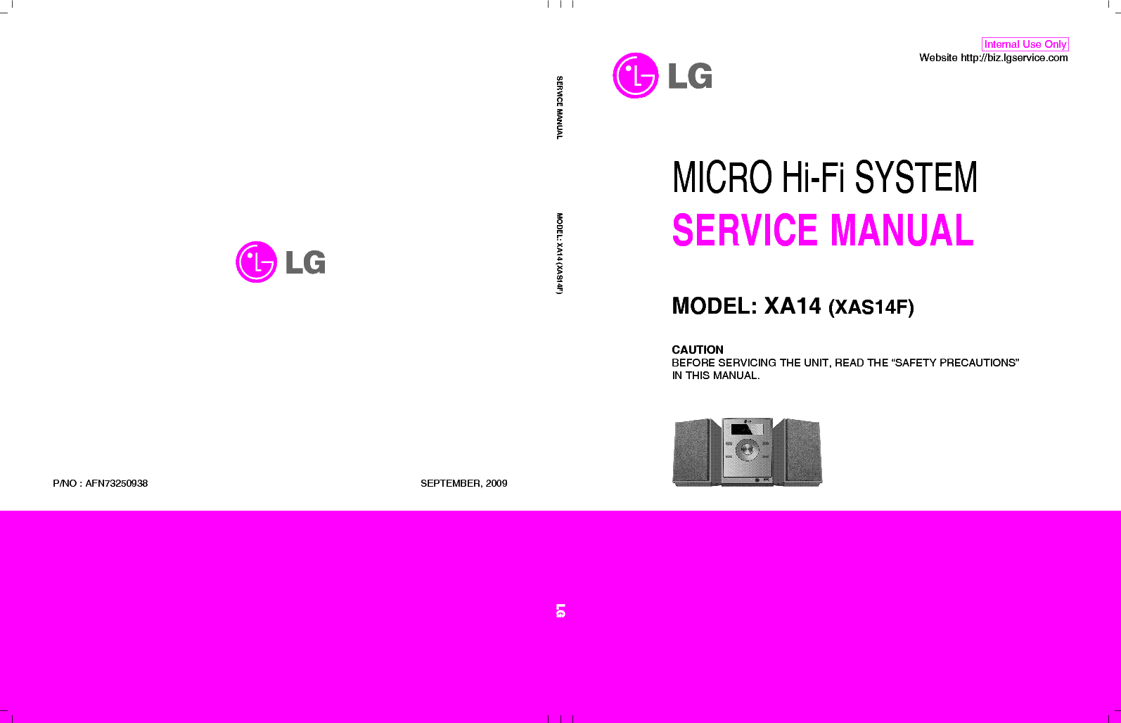 LG XA14 XAS14F AFN73250938 service manual