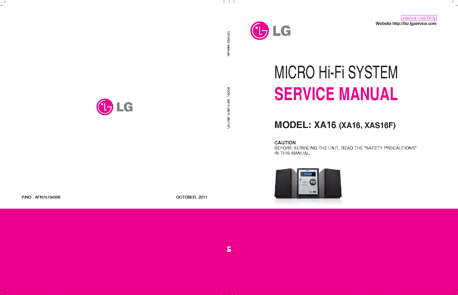 LG XA16 XAS16F AFN75734009 service manual