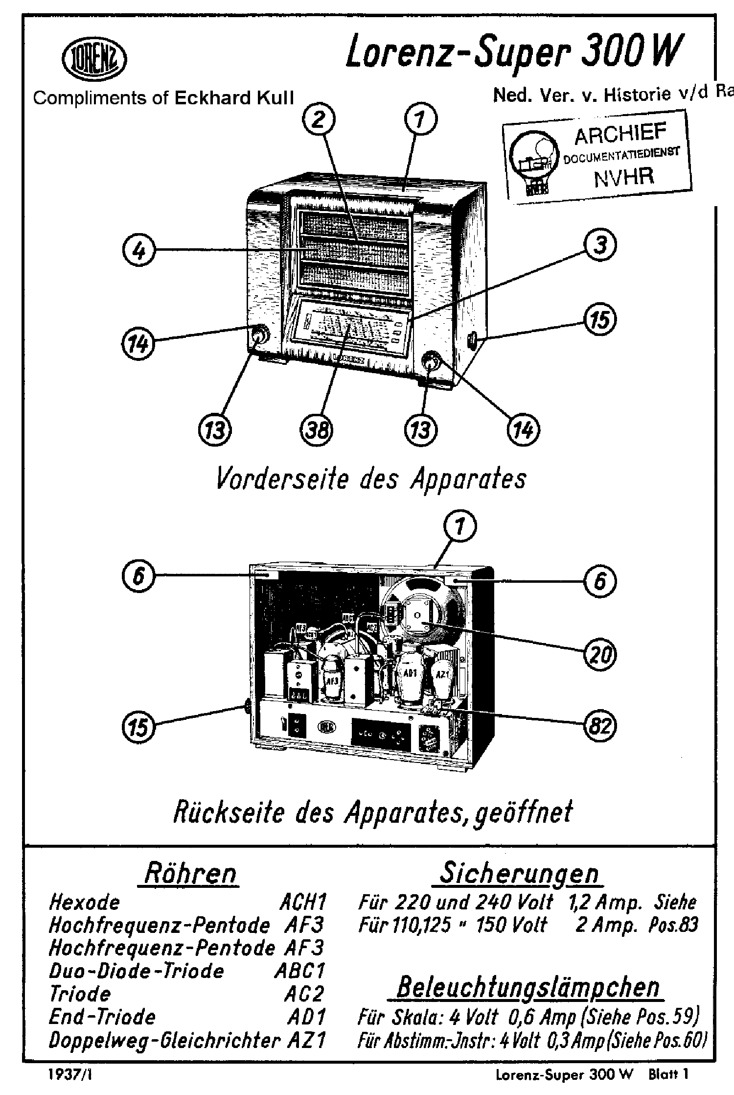 LORENZ 300W AC RECEIVER 1937 SM service manual